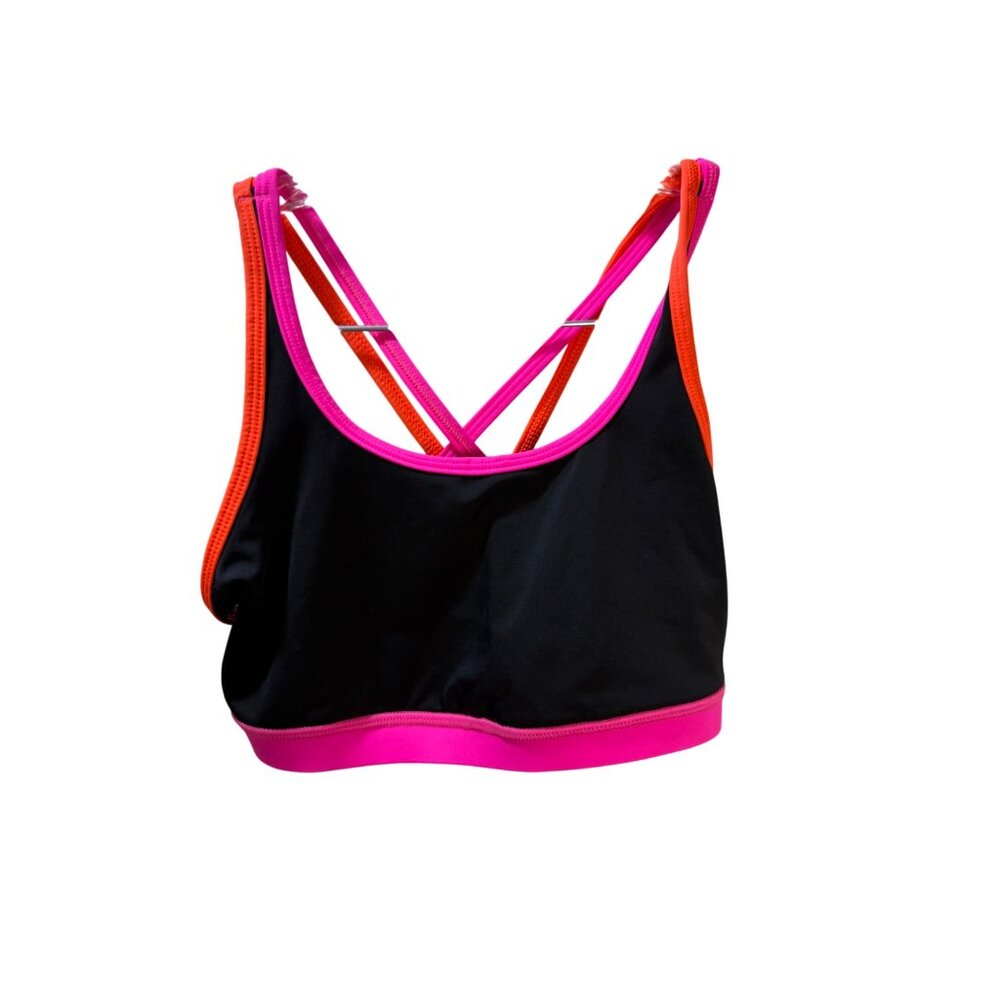Womens Strappy Black‎ & Pink Sports Bra By WITH Wear It To Heart